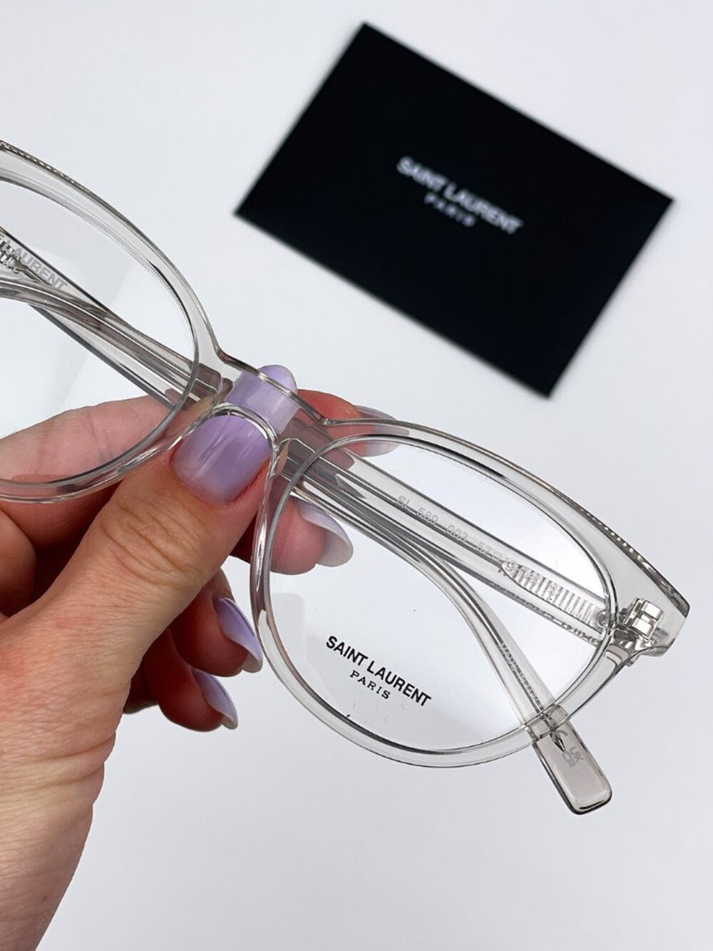 SAINT LAURENT SL589 003 BEIGE CLEAR OVAL WOMEN EYEGLASSES